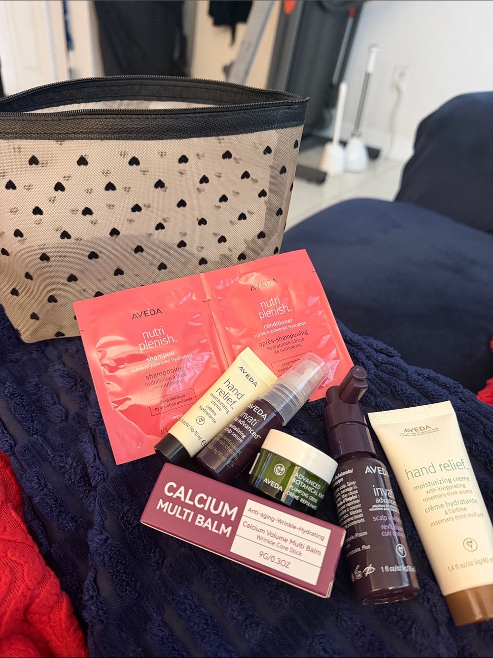 AVEDA Travel Skincare, hair never used samples, Calcium Balm Anti-wrinkle stick